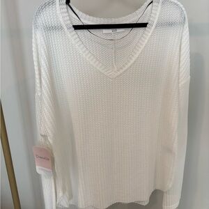 Dress Up White Waffle Knit Sweatshirt